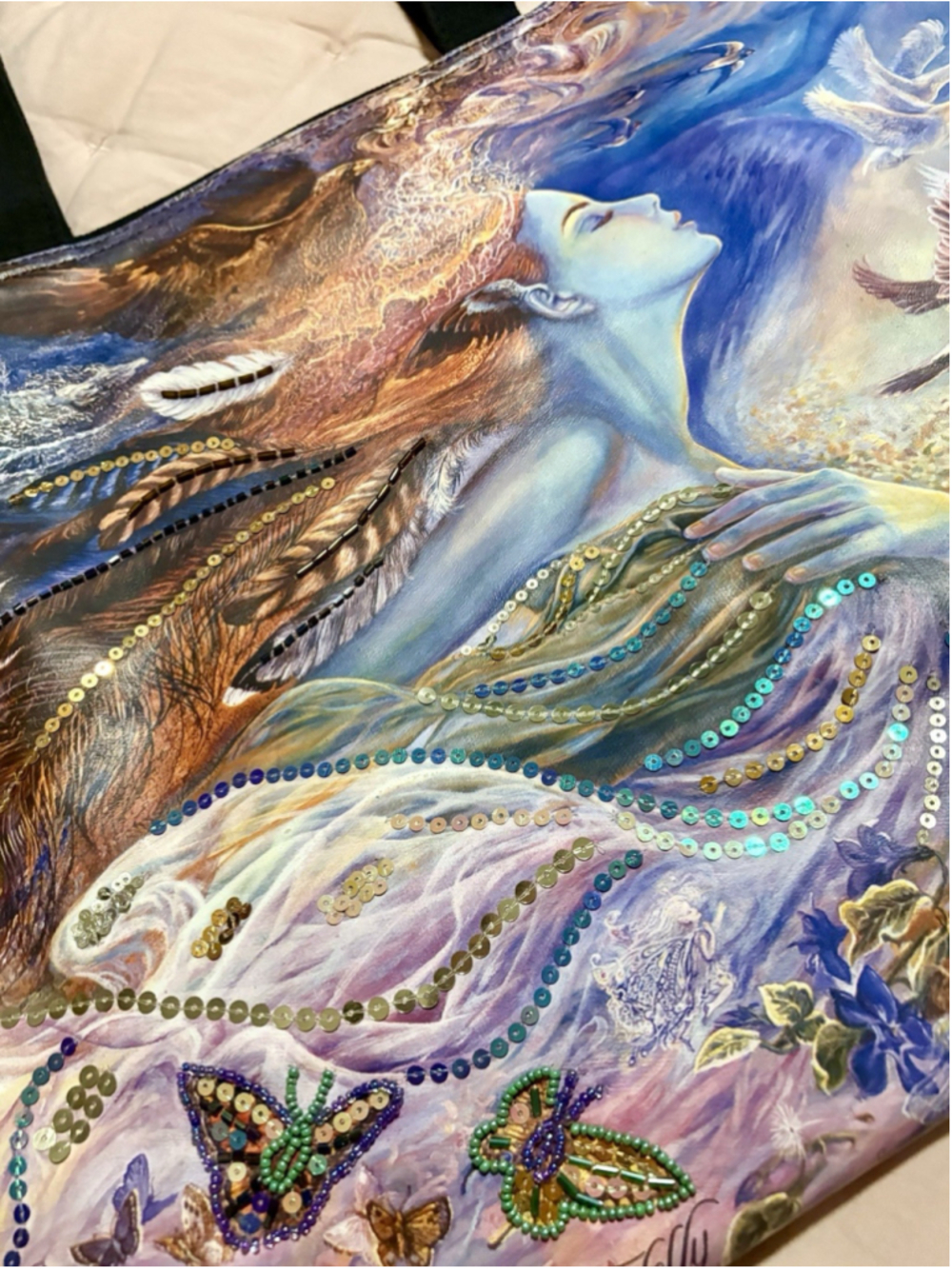 Rare Kirks Folly Josephine Wall Goddess Fairy Butterfly Large Tote Bag - Picture 8 of 12